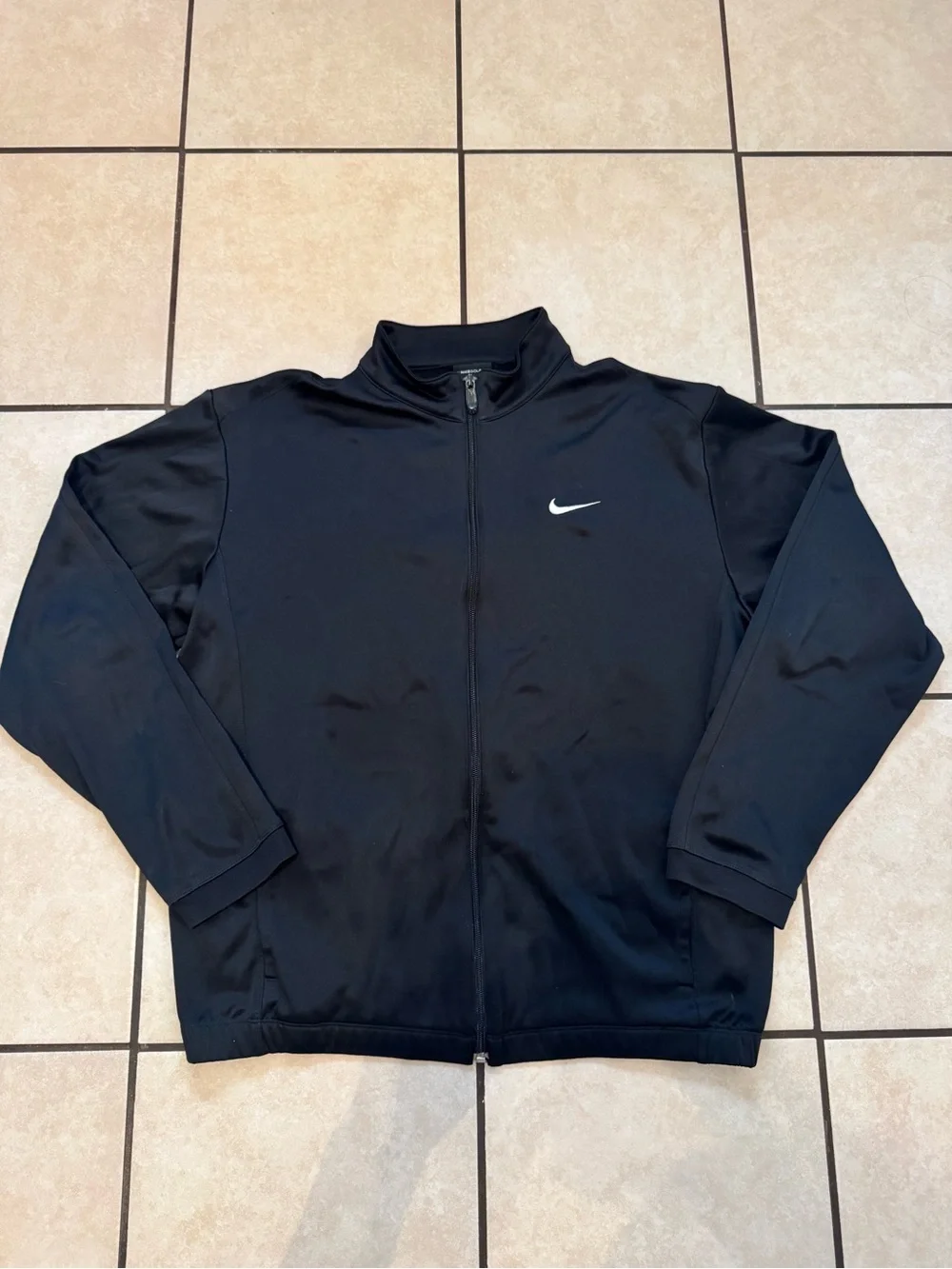 Nike Black Men's Full-Zip Performance Jacket with White Swoosh
